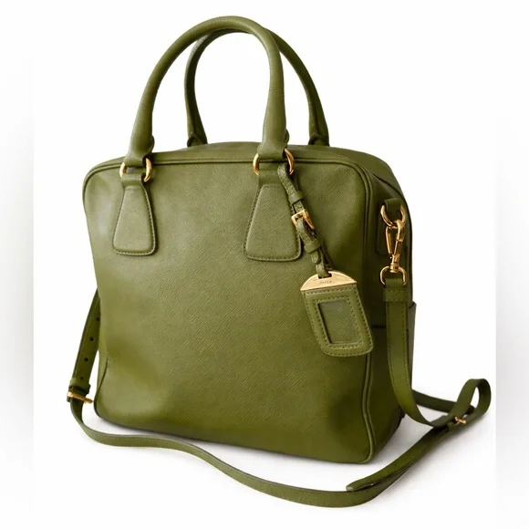 Prada Saffiano Lux Convertible Top Handle Bag – Green - Picture 2 of 8